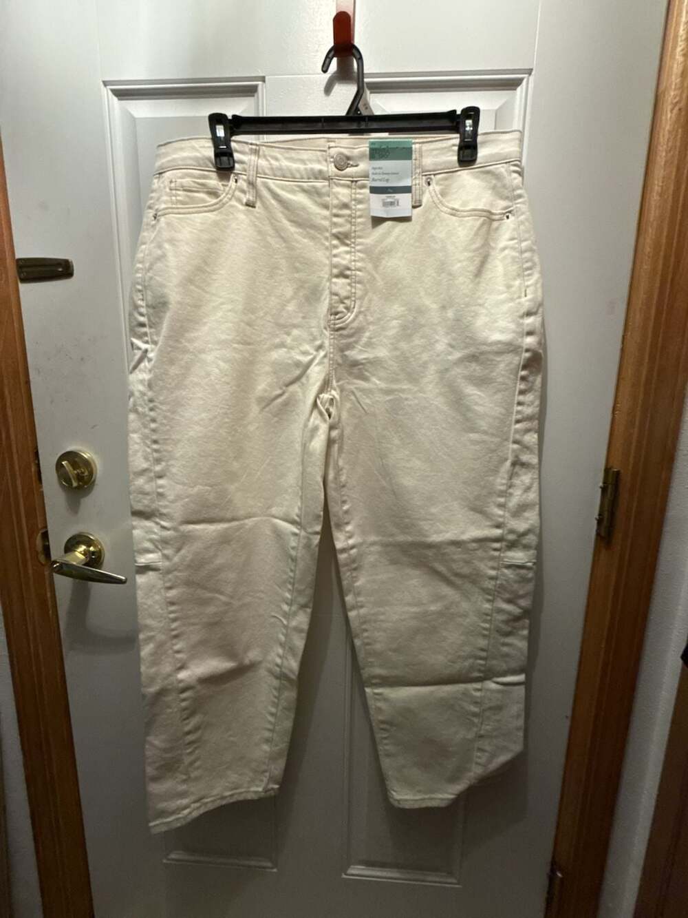 Terra & Sky Barrel Jean Size 16W High Rise Cream Gianna Wash